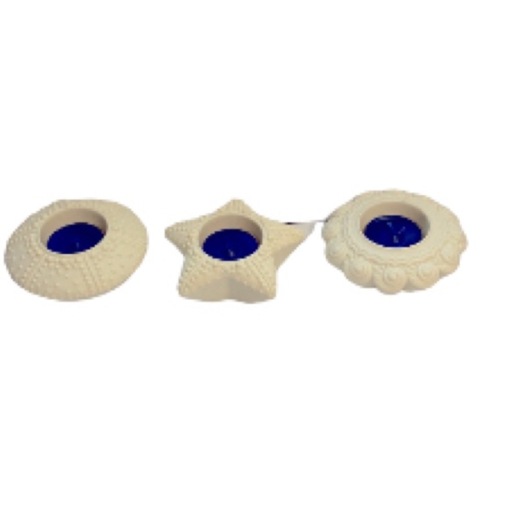 PARTYLITE Sea Drifters Candle Holders Tea Light or Votive Bisque Set of 3